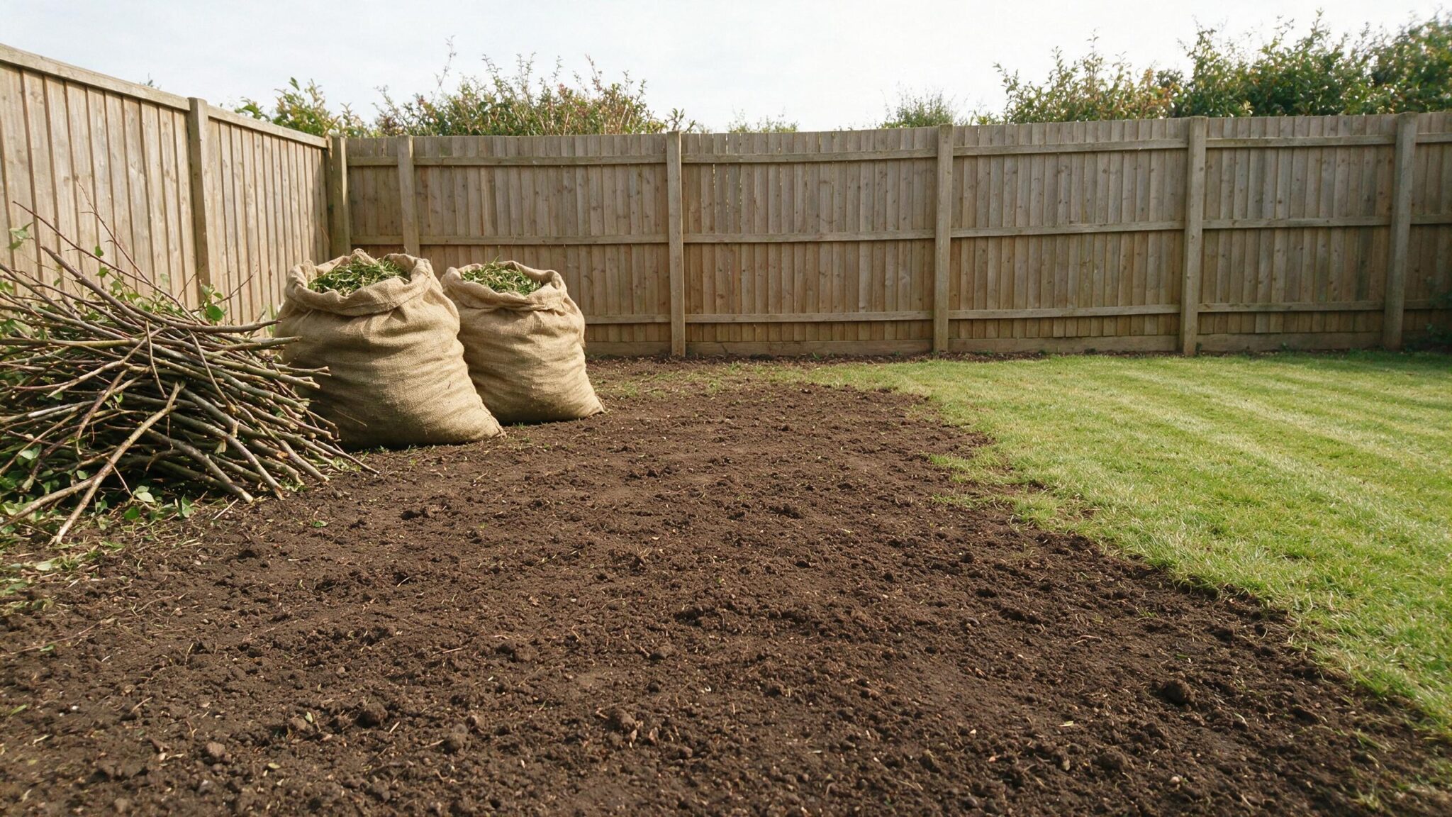 Tidy cleared garden space after a full garden clearance in Worcestershire